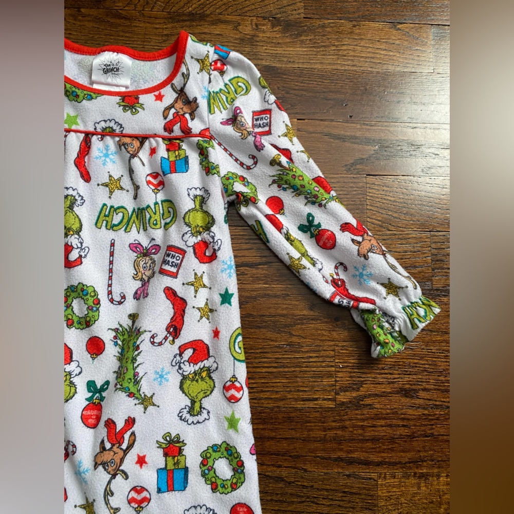 3T pajama dress nightgown PJs Rudolph reindeer Grinch Christmas 2pc Toddler girl - Picture 10 of 16